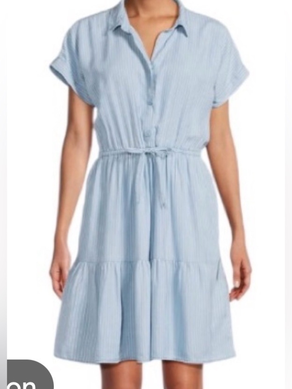 beachlunchlounge Light Blue with White Pinstripes Shirt Collar Detail M